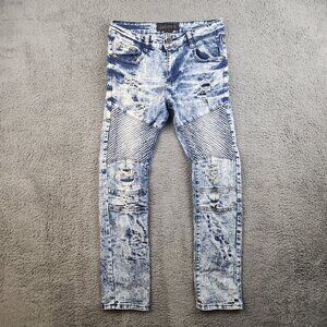Encrypted Slim Moto Jean Fit 28x28 Tag 16 Acid Wash Streetwear Articulated Pant